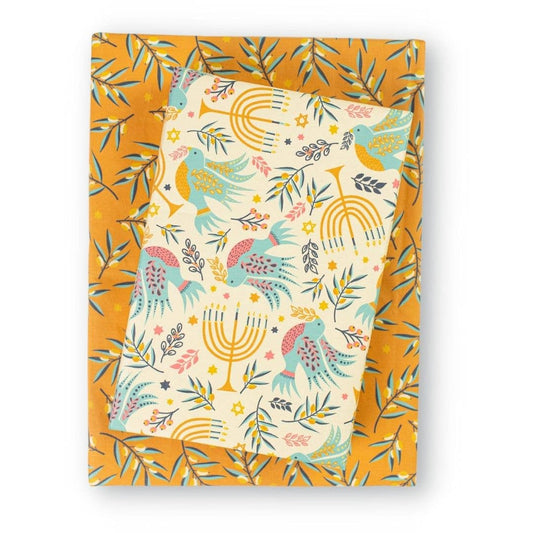 Wrappily Eco Gift Wrap Co. - Hanukkah  Doves • Double-sided Eco Wrapping Paper • Holiday
