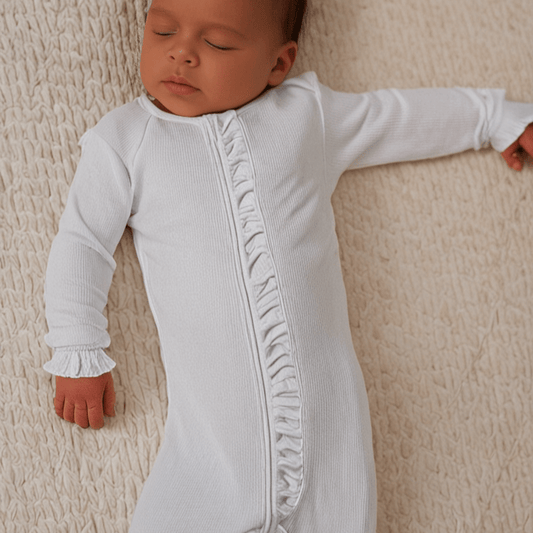 Ruffle Footie Whispery White