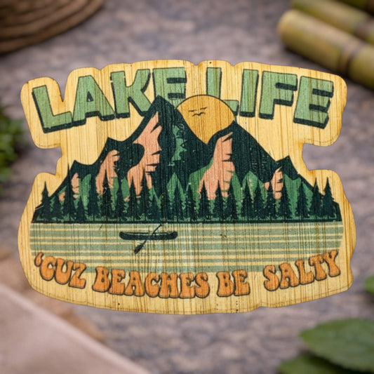 Bamboo Wood Stickers - Lake Life Eco-Friendly Bamboo Sticker
