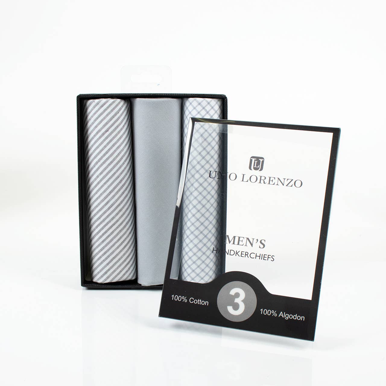 Men's Boxed Fancy Cotton Handkerchiefs 3pcs Set