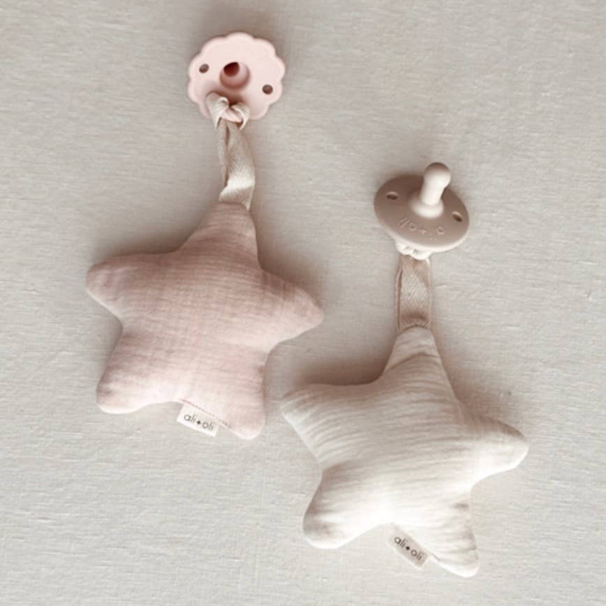 Ali+Oli - Star Pacifier Holder Soft Cuddly Binky Toy (Muslin Ivory)