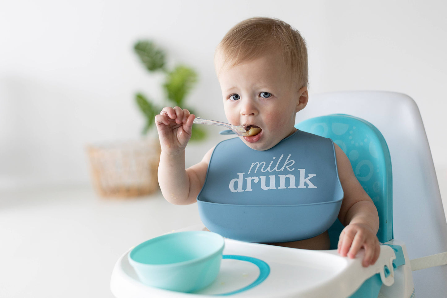 Pearhead - Baby Bib Set, Milk Drunk, Silicone, Set of 2