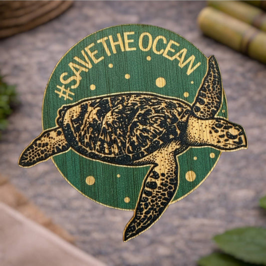 Bamboo Wood Stickers - Save the Ocean