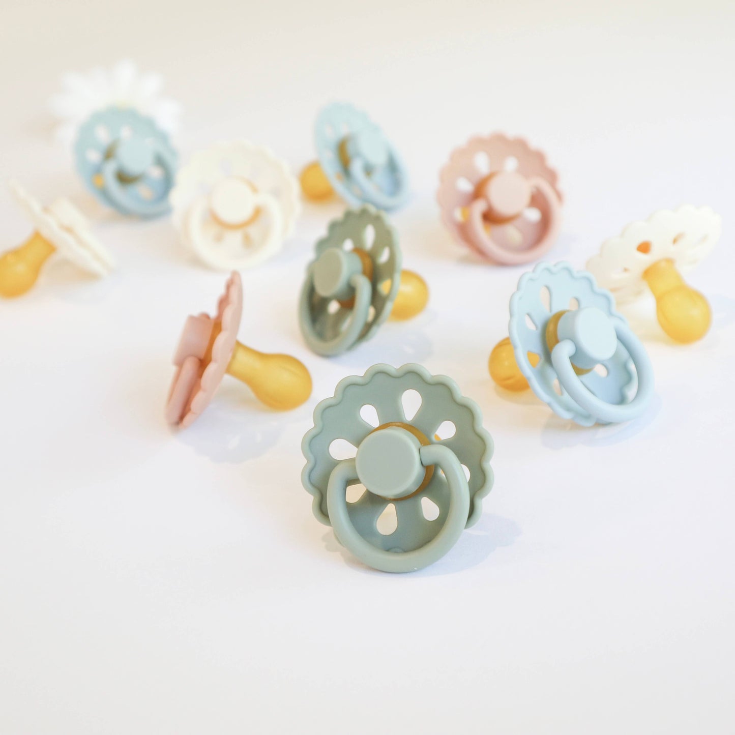Natural Latex Pacifiers - Size 1 (0-6M) Sage & Dusty Blue