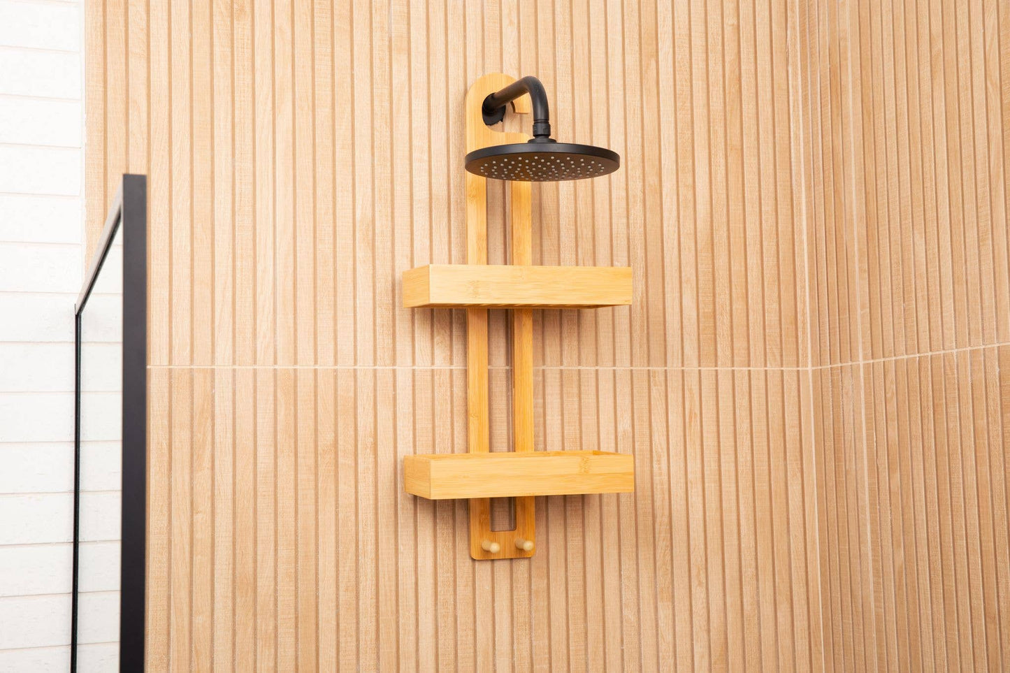 Overhead Bamboo Shower Caddy