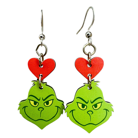 Green Tree Jewelry - Green Gurmudgeon heart Earrings #1883