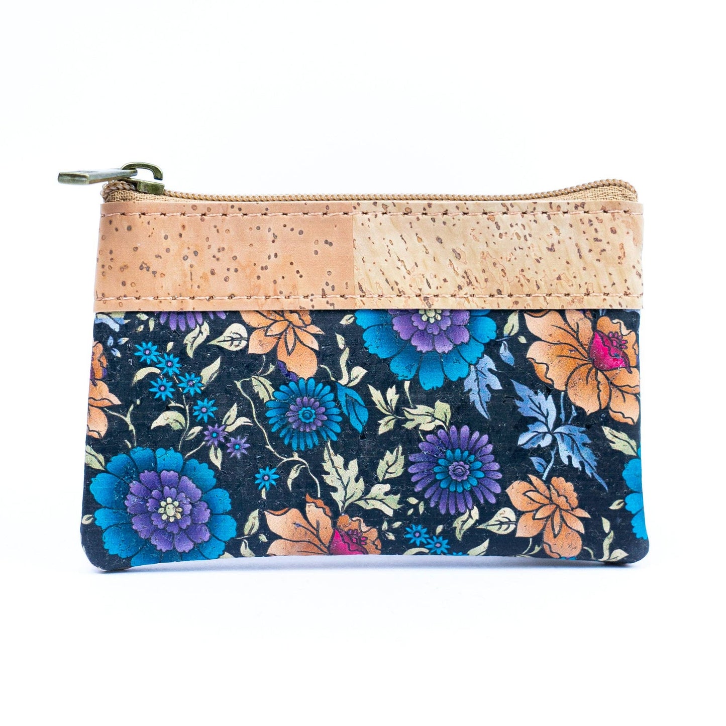 Printed Cork Mini Wallet with Dual Zippers BAG-2316