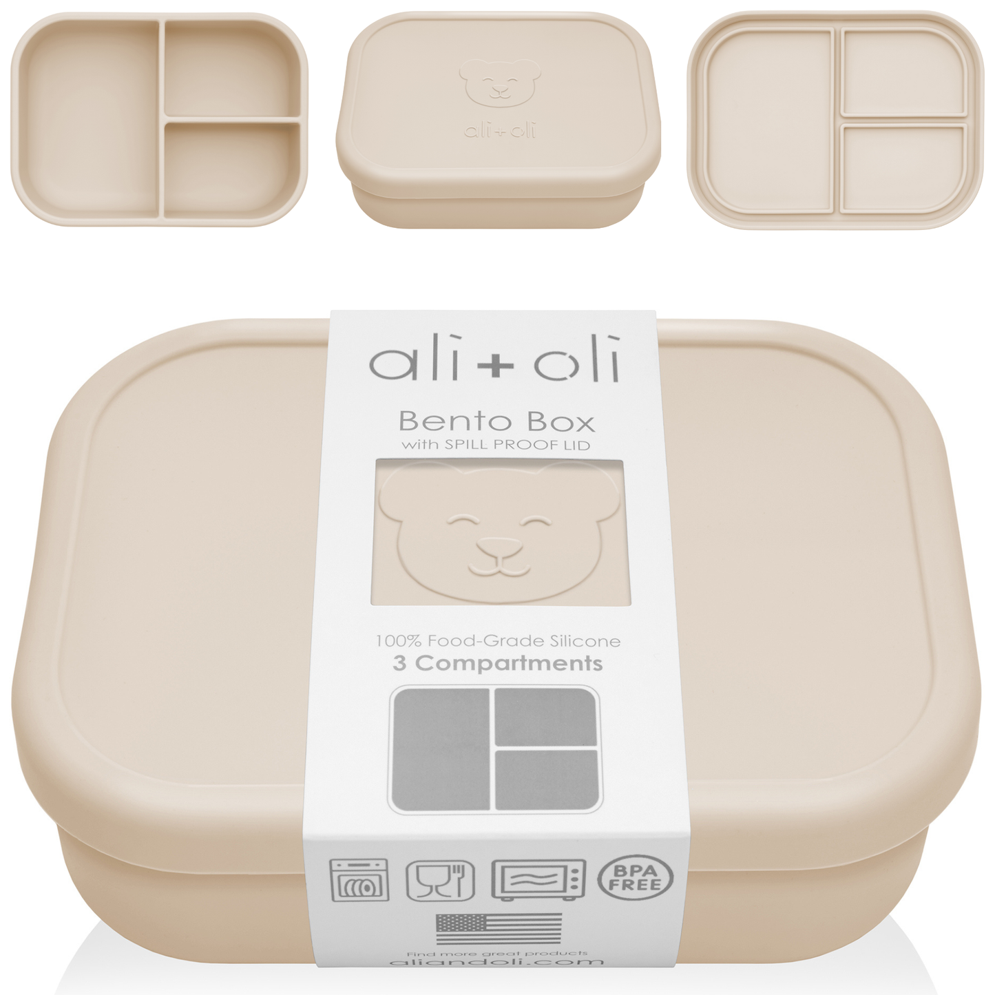 Ali+Oli - Ali+Oli Leakproof Silicone Bento Box (Coco) Back to School