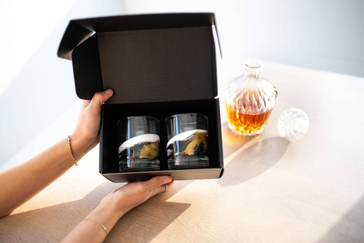 Resin Accented Whisky Glasses-Price is per glass -NO TARIFFS