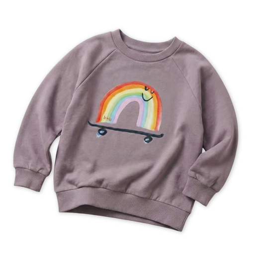 Organic Cotton Sweatshirt - Rainbow Skateboard