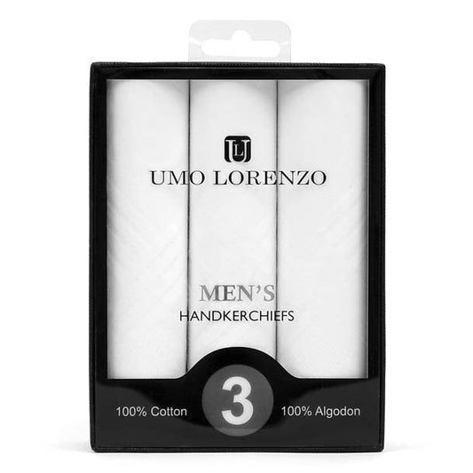 Boxed Men's Cotton Plain Handkerchiefs 3pcs Set