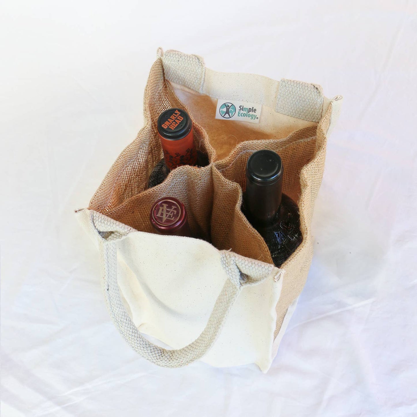 Simple Ecology - Canvas & Jute 4 Pocket Wine Tote - Simple Ecology