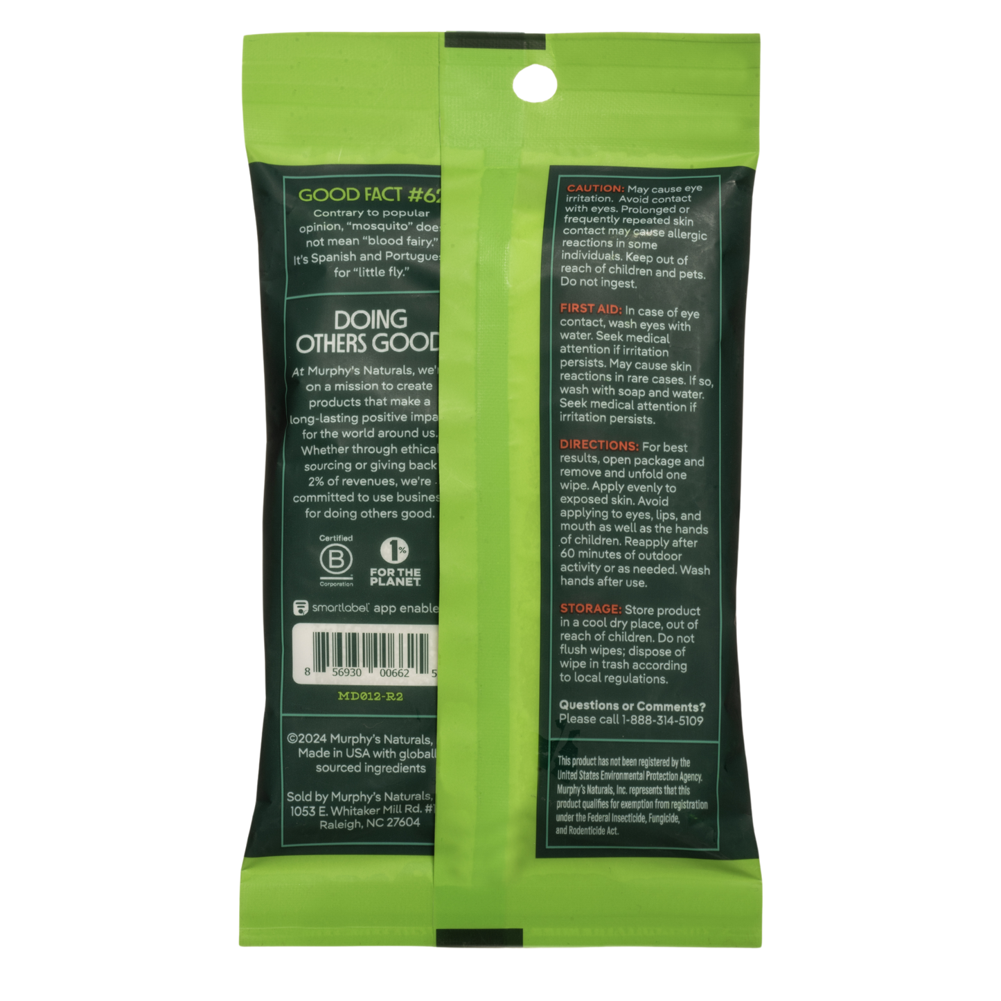 Murphy's Naturals - Mosquito Repellent Wipes - Display of 6