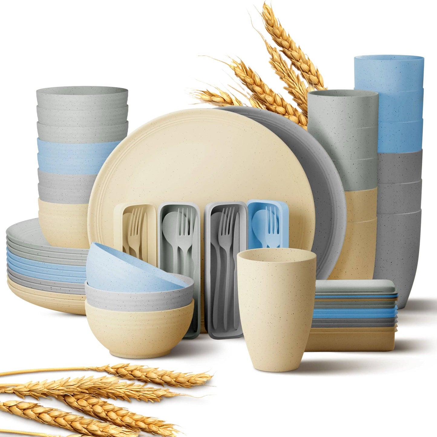 Greendish - Eco-Friendly Wheat Straw Dinnerware Combo Sets Reusable Kit