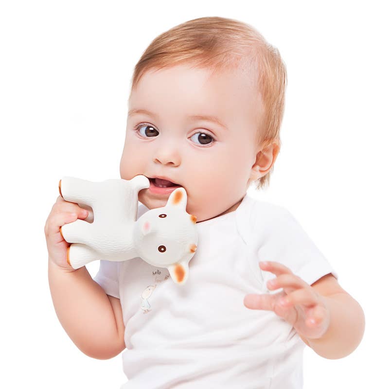 CaaOcho Natural Rubber Toys - Natural Rubber Teether Goat, Non-Toxic, Mold-free Design
