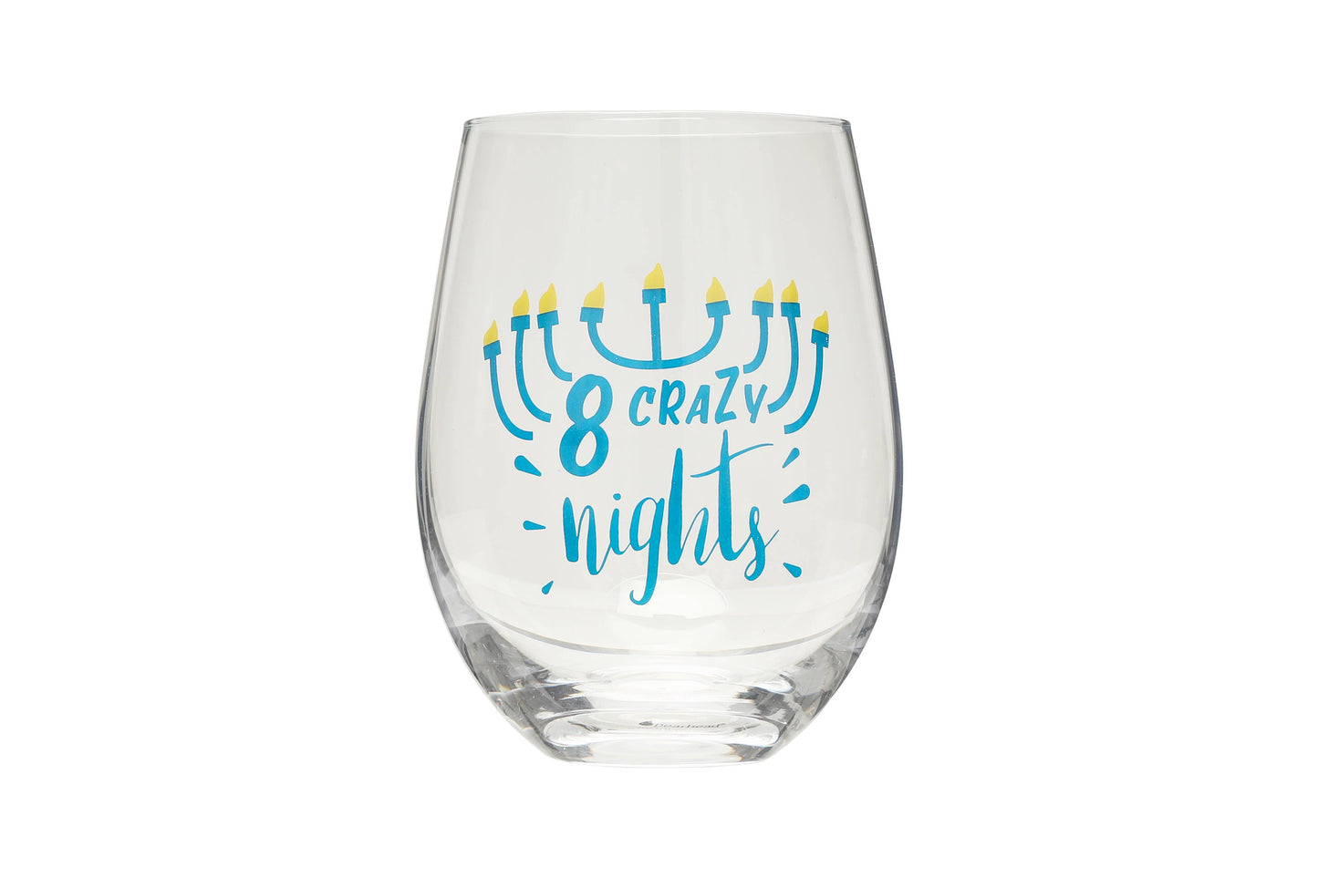 Pearhead -  8 Crazy Nights Menorah Hanukkah Stemless Wine Glass
