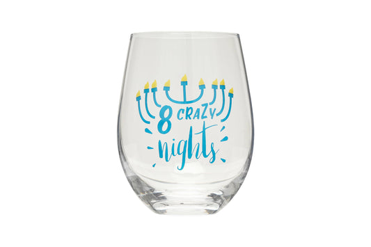 Pearhead -  8 Crazy Nights Menorah Hanukkah Stemless Wine Glass