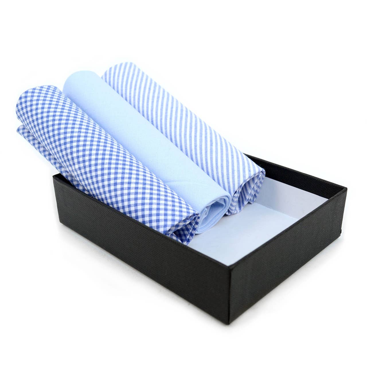 Men's Cotton Solid, Striped & Plaid Blue Handkerchiefs
