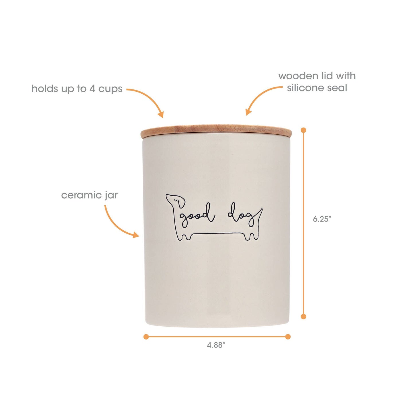 Pearhead - Good Dog Ceramic Treat Jar with Wooden Lid