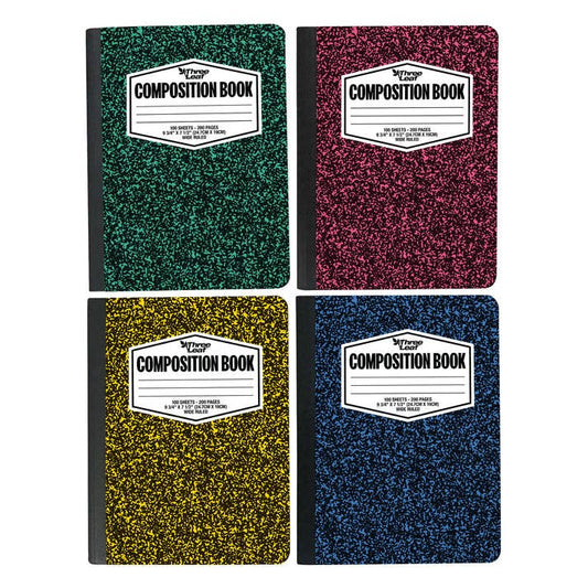 Three Leaf 100 Ct,Color Composition Notebook, CR(Pack of 48)