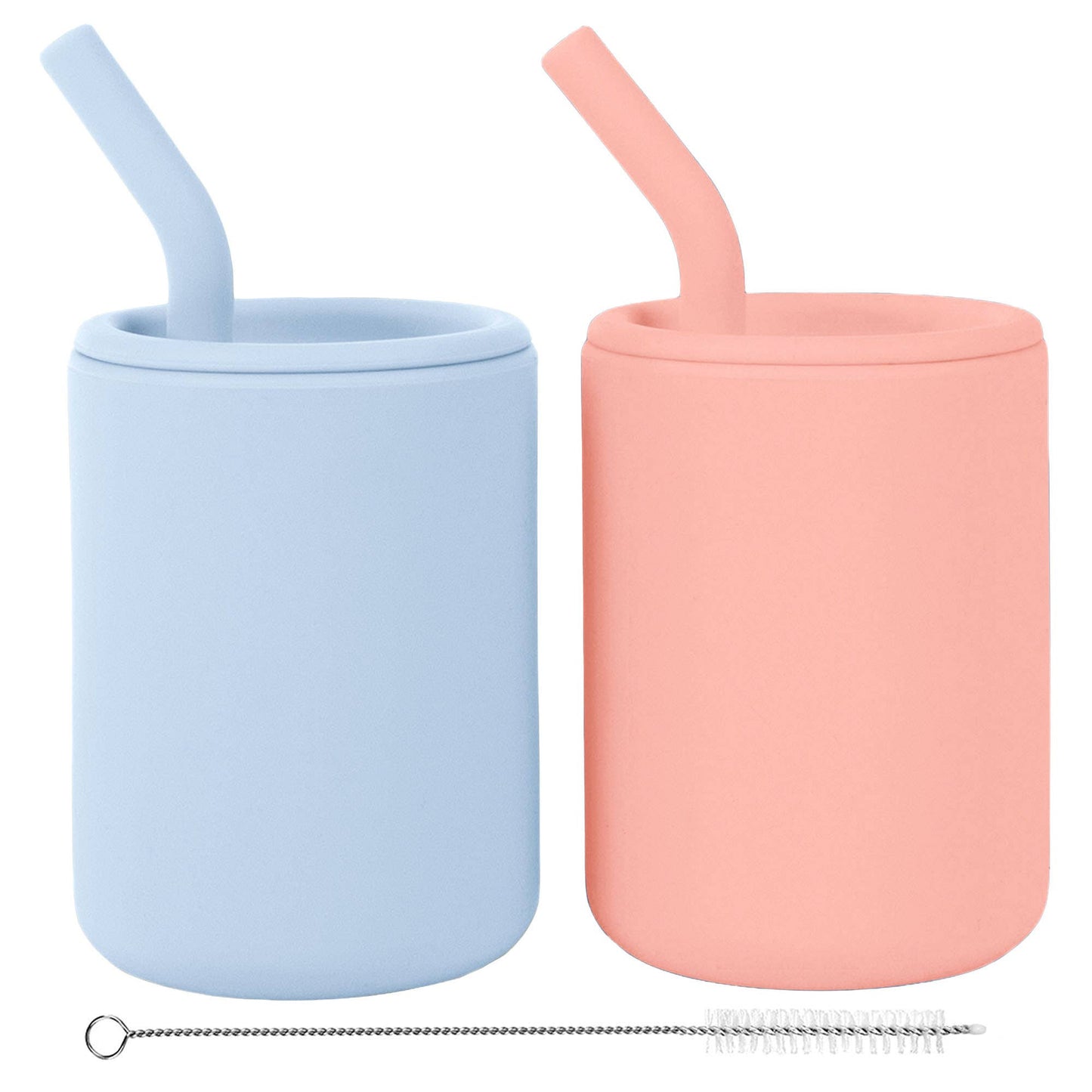WeeSprout - Silicone Toddler Straw Cups – 4 oz, Set of 2