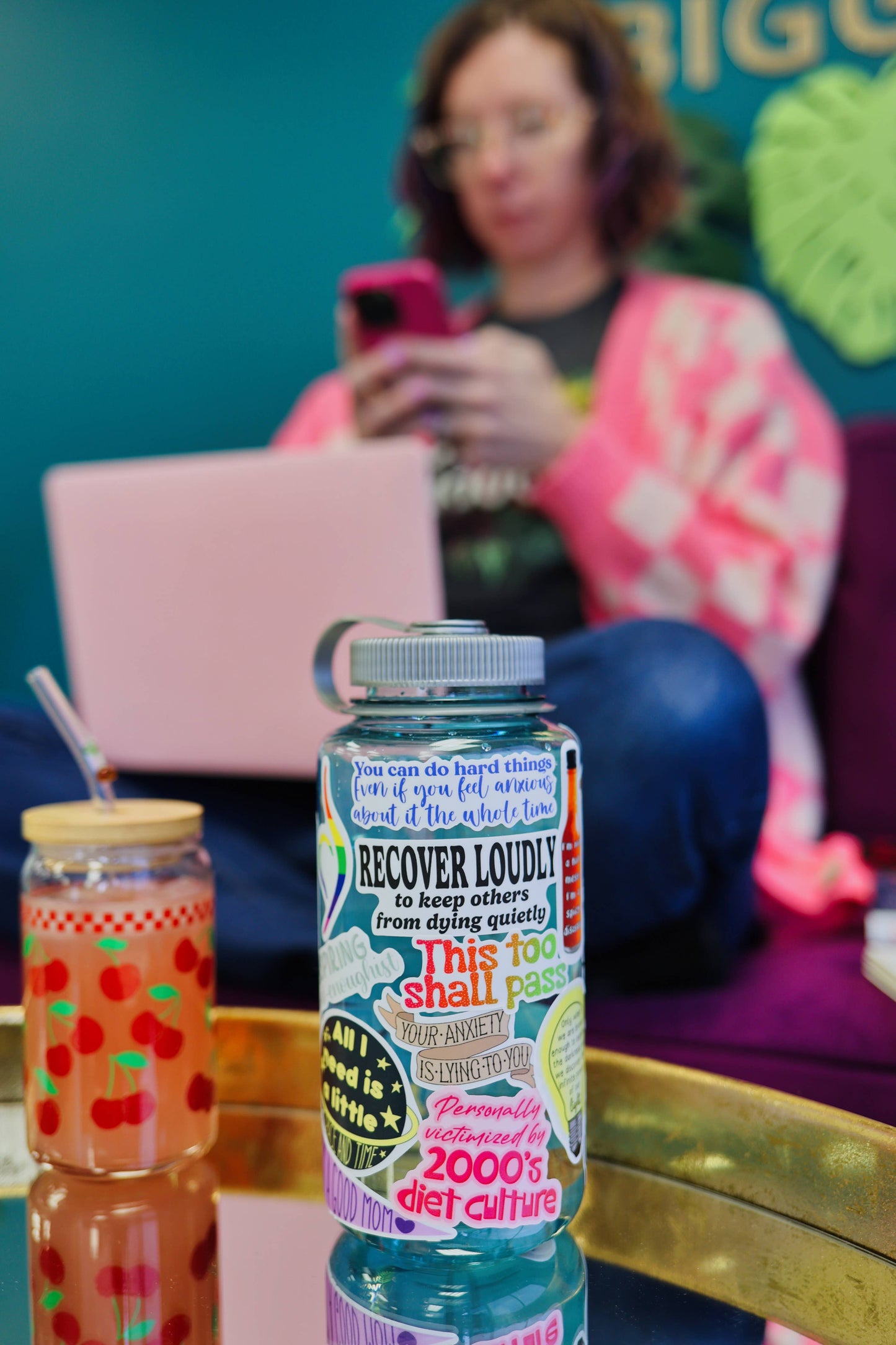 Uplifter Sticker - Cherry cup cherries Glass can 16 oz
