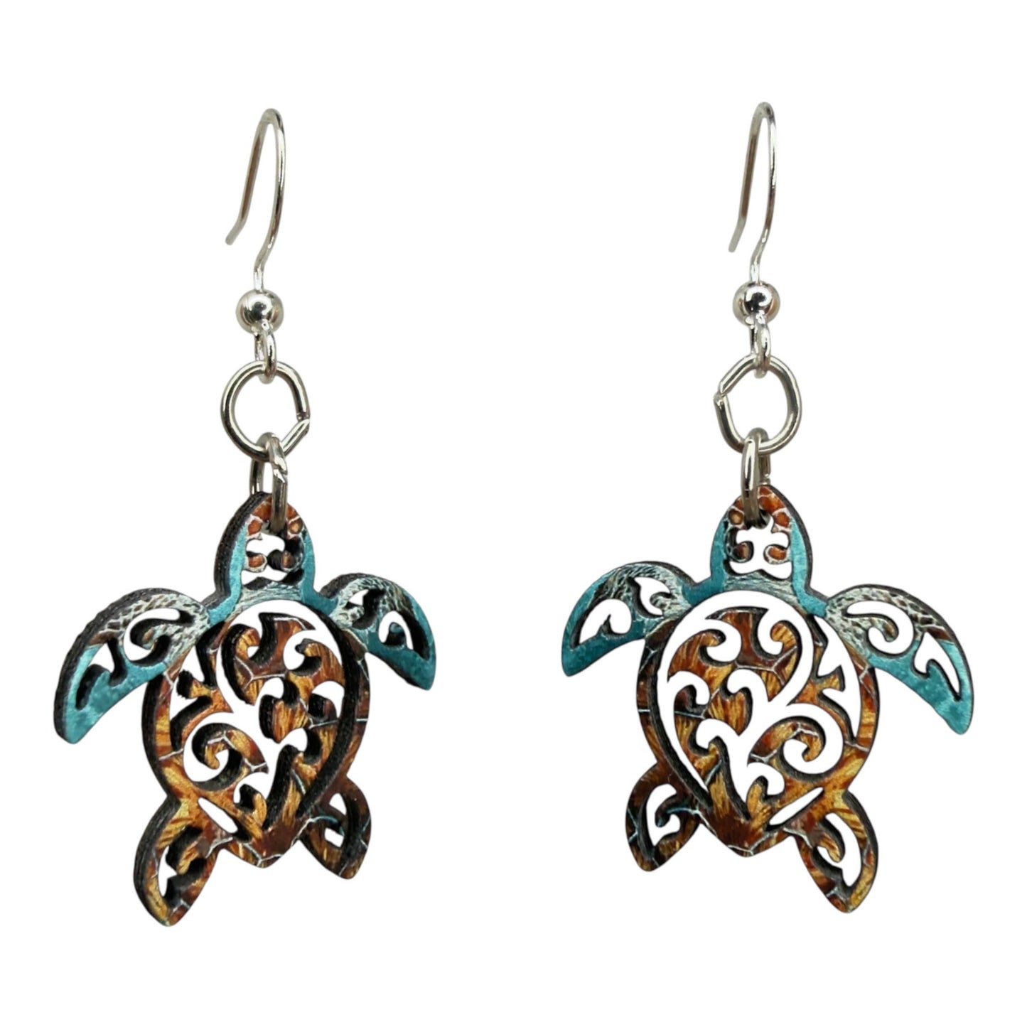 Green Tree Jewelry - Tribal Sea Turtle Earrings #1892