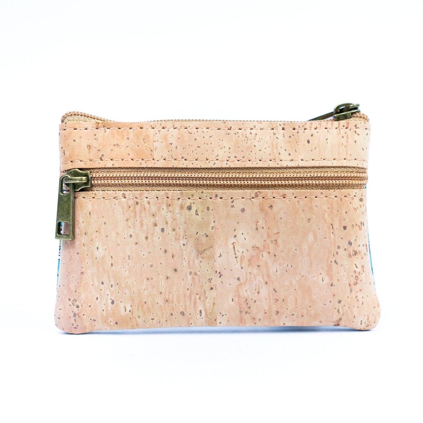 Printed Cork Mini Wallet with Dual Zippers BAG-2316
