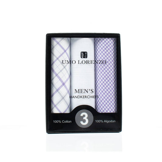 Men's Boxed Fancy Cotton Handkerchiefs 3pcs Set