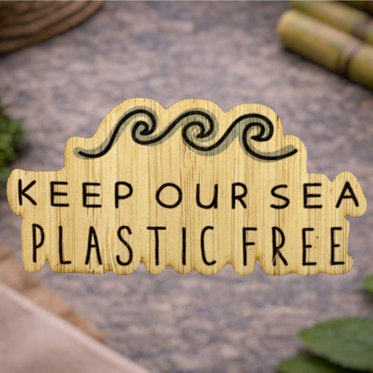 Bamboo Wood Stickers - Keep Our Sea Plastic Free