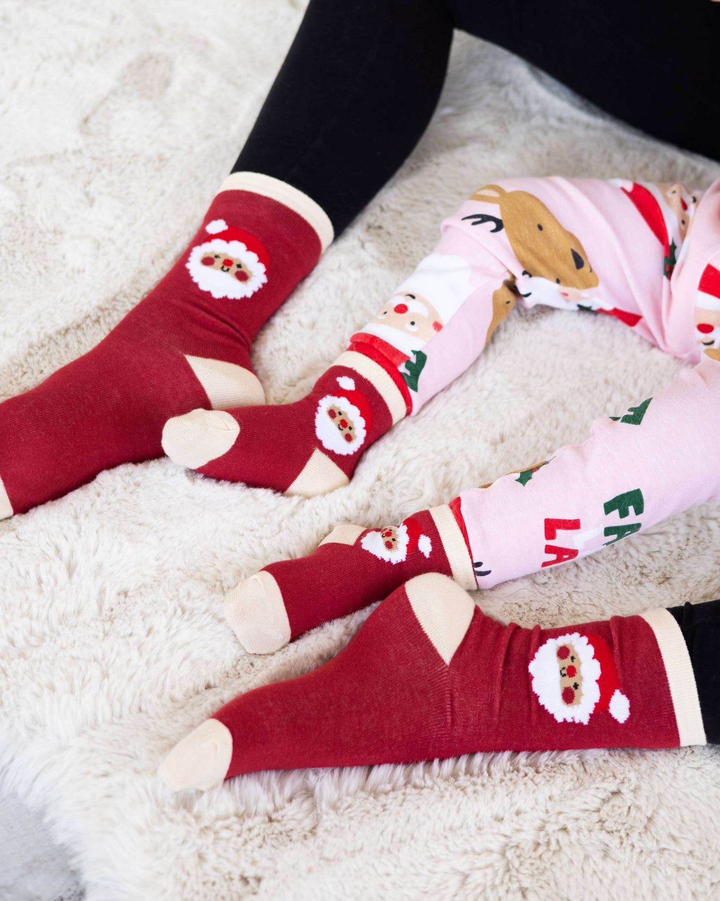 Pearhead - Santa Parent & Baby Christmas Matching Holiday Sock Set