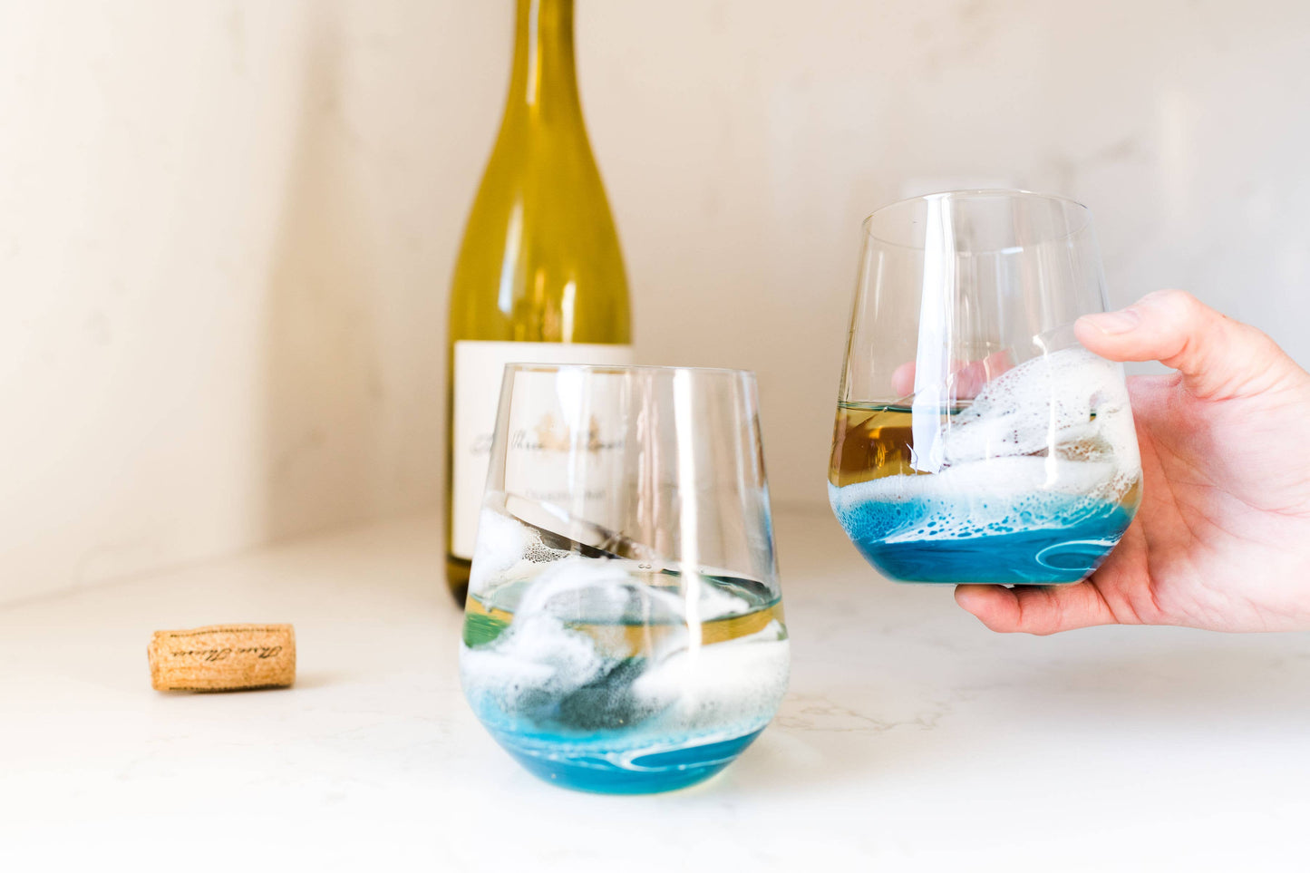 Resin Accented Wine Glasses- Price is per glass -NO TARIFFS!