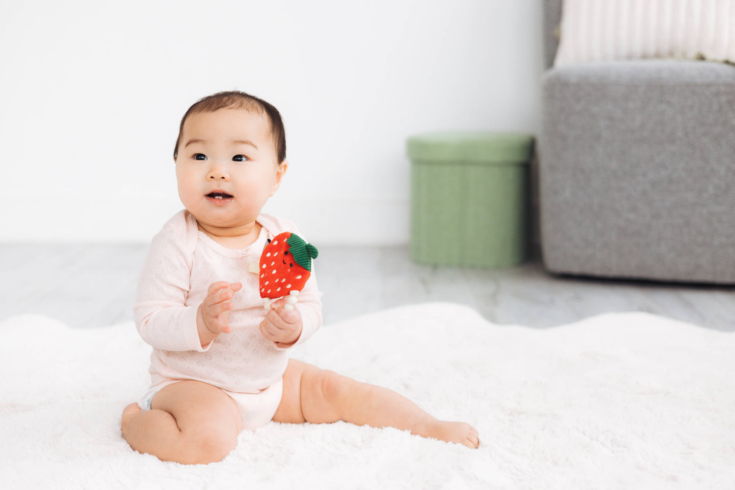 Pearhead - Strawberry Crinkle Baby Teether Toy