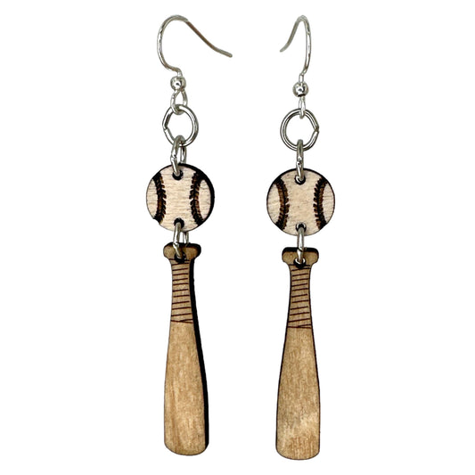Green Tree Jewelry - Baseball Bat Earrings # 1326
