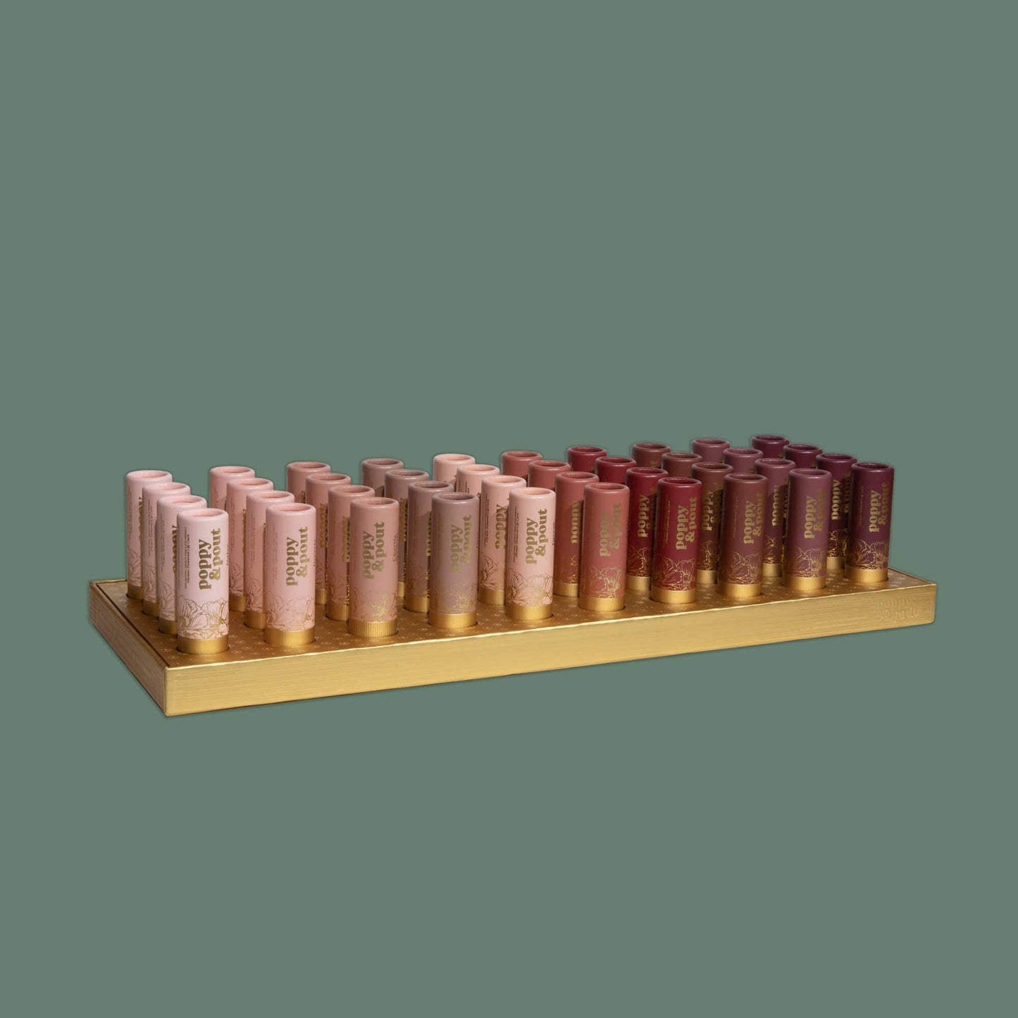 Poppy & Pout - Product Display, 40 Tube Lip Tint Tray, Gold