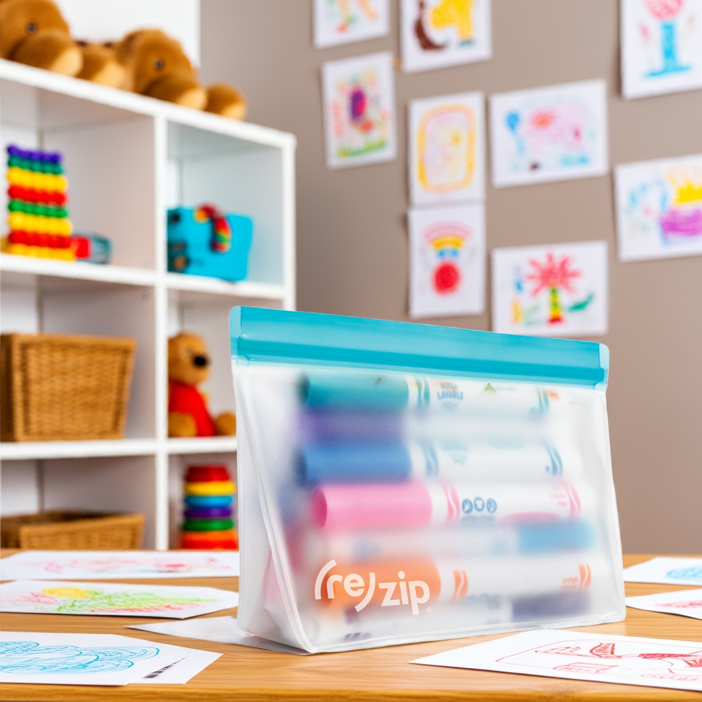 Reusable Stand-Up Storage Bag - Aqua - Quart