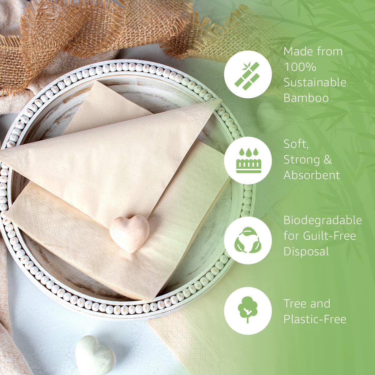 Ibambo Bamboo Everyday Napkins - 50 Pack - 2 Ply