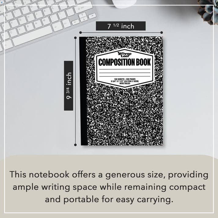 Three Leaf 100 Ct, Composition Notebook,WR (Pack of 48)