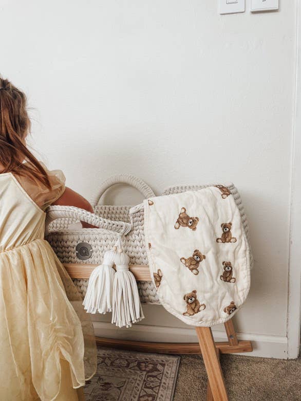 Ali+Oli - Bamboo Muslin Burp Cloth Set 2-Pack (Teddy/Taupe)