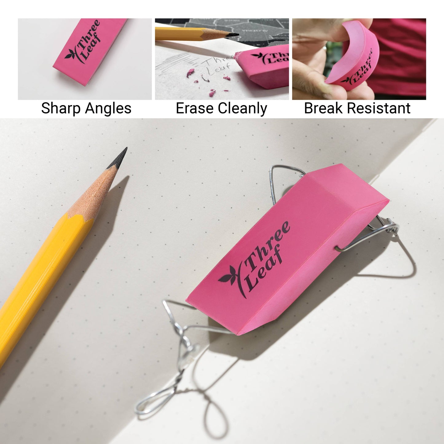 Pink Bevel Eraser - 4 Pack
