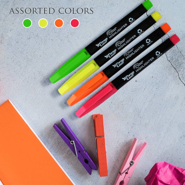 Three Leaf Highlighter 4 Ct.,Pack Of 72, Assorted Color