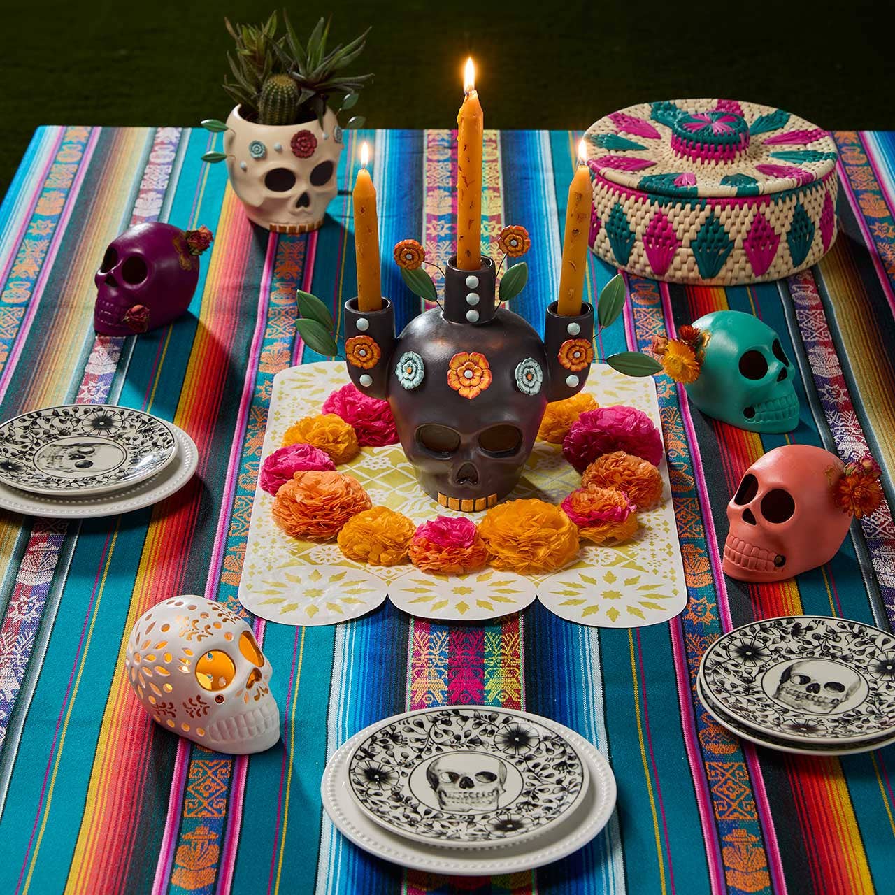 SERRV International - Floracion Skull Candelabra