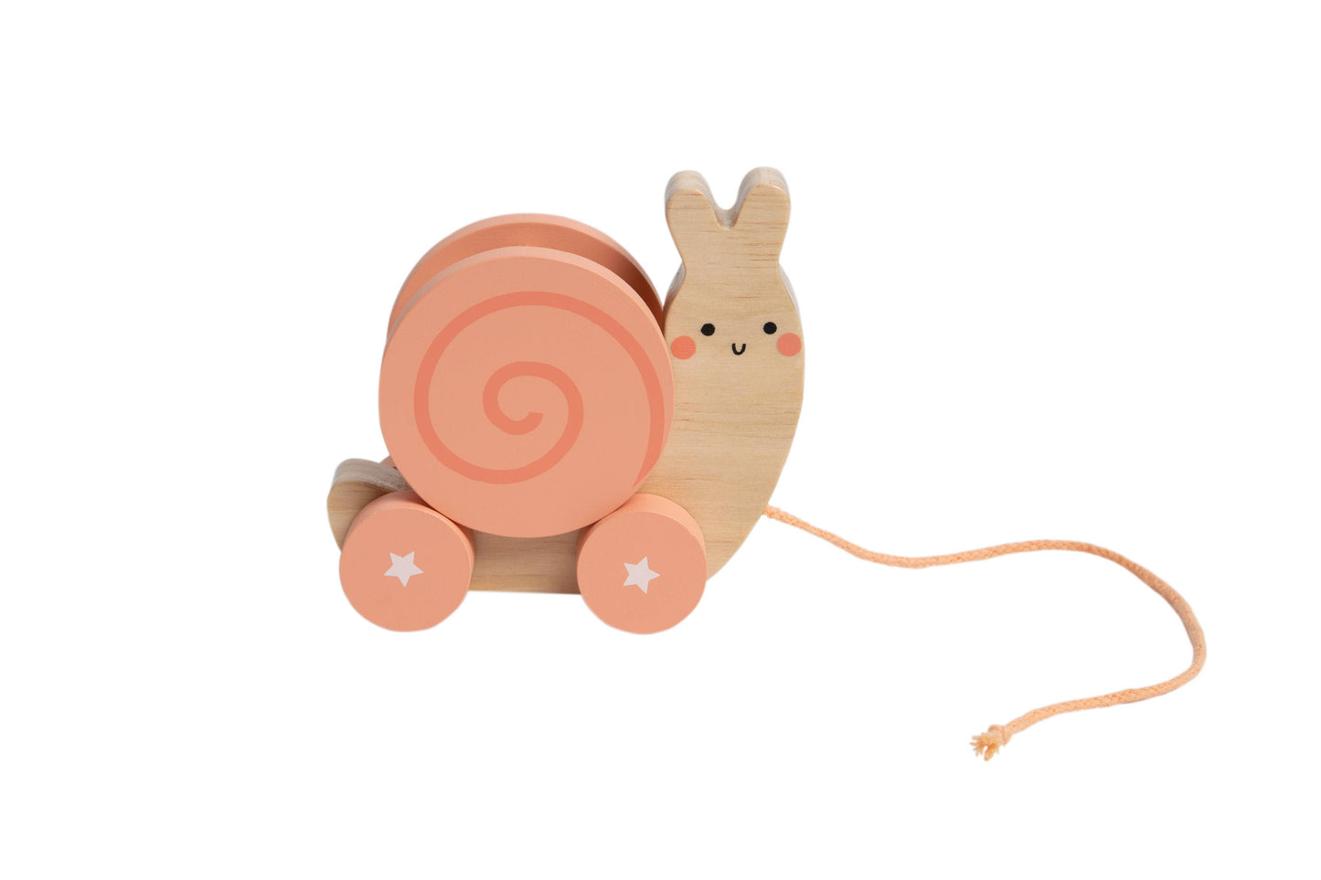 Pearhead - Snail Wooden Pull Toy, Rattle Shell, Baby or Toddler Toy