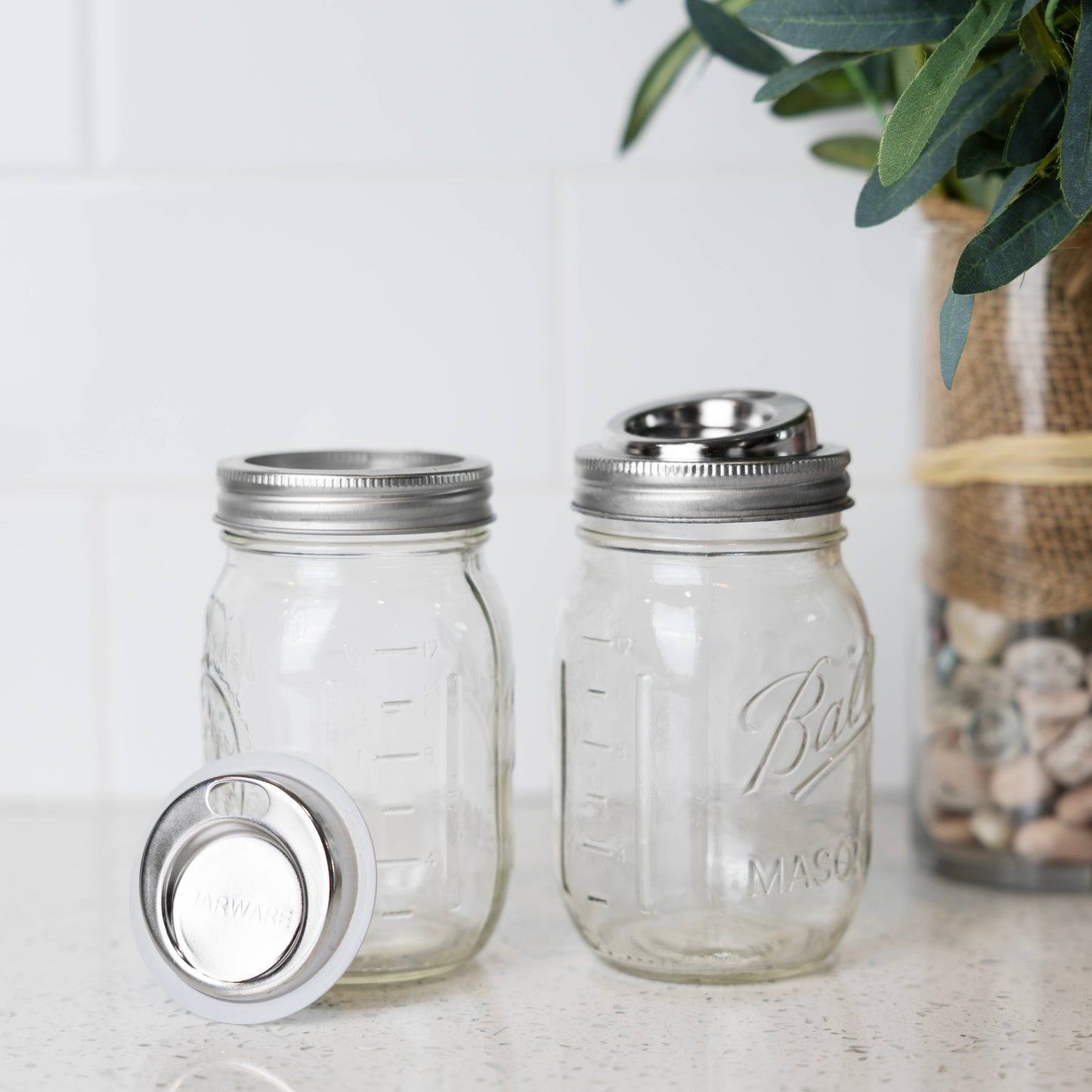 Fox Run Brands - Jarware Stainless Steel Drink Lids For Regular Mouth, Set 2