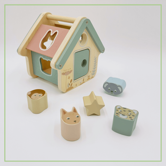 Wooden Shape Sorter & Sensory Block Learning Toy Ages 1-3