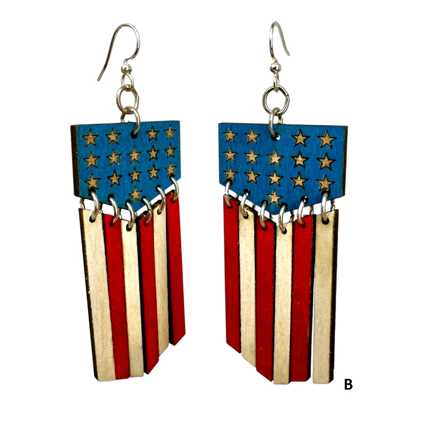 Green Tree Jewelry - American Flag Dangle Earrings #1776