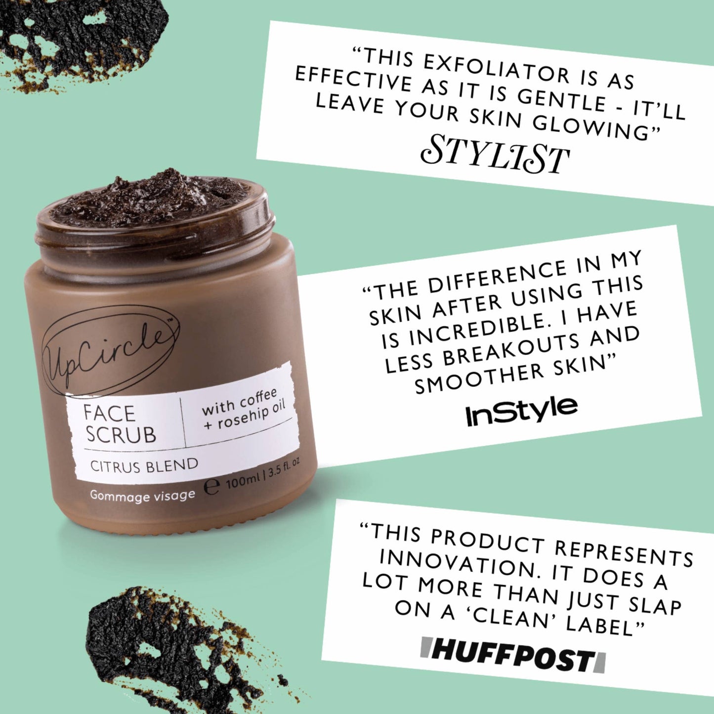 Zero Waste Vegan Face Scrub with Coffee + Rosehip [Citrus blend] Exfoliator