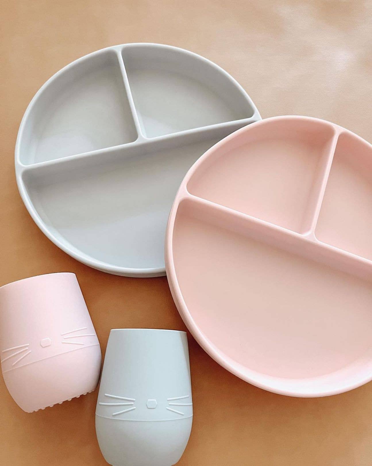 Ali+Oli - Baby Plate with Suction and  Divided Portions (Pink)