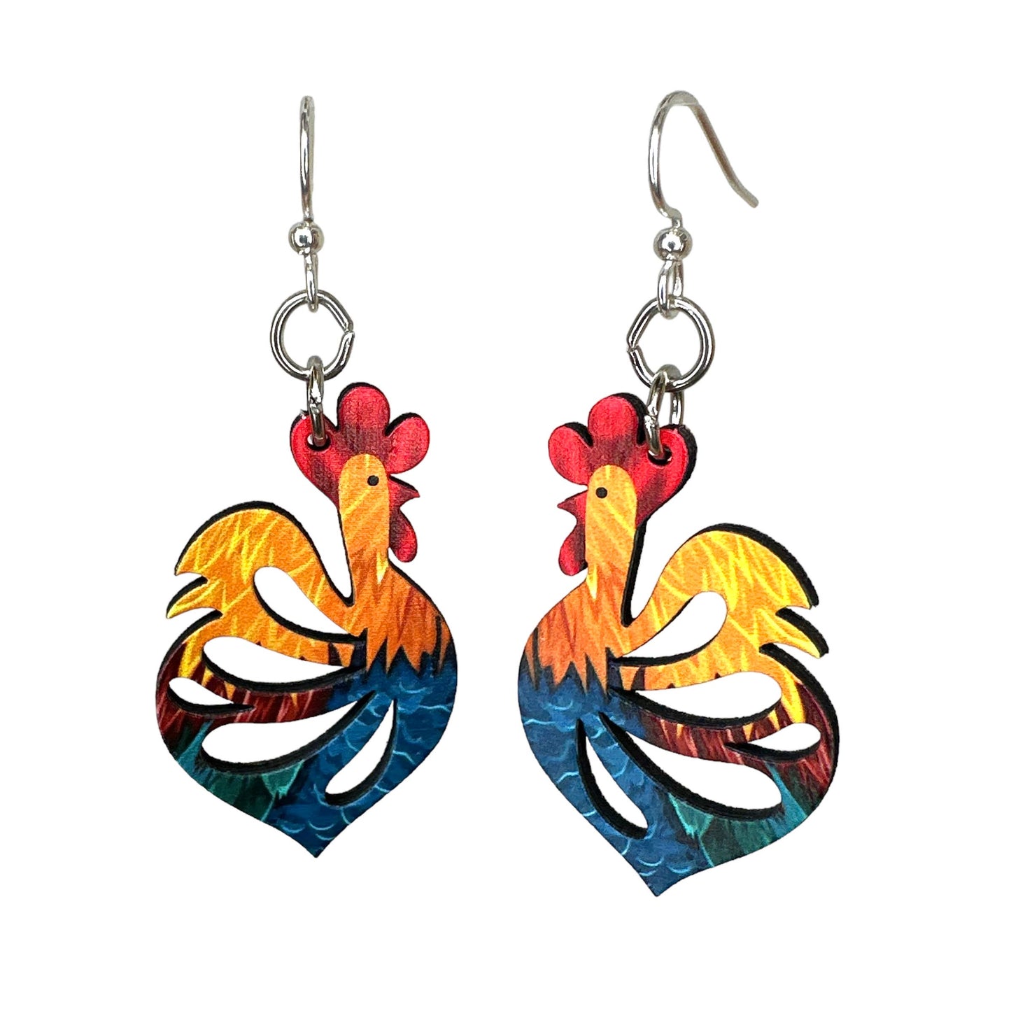 Green Tree Jewelry - Cock-a-doodle-doo Earrings #1770