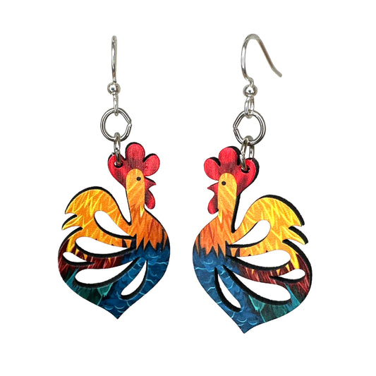 Green Tree Jewelry - Cock-a-doodle-doo Earrings #1770